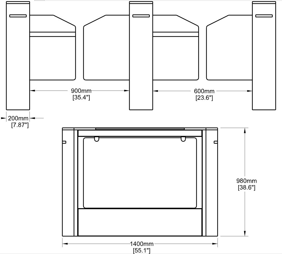 The Dimensions of Access Control Turnstile Swing Barrier 