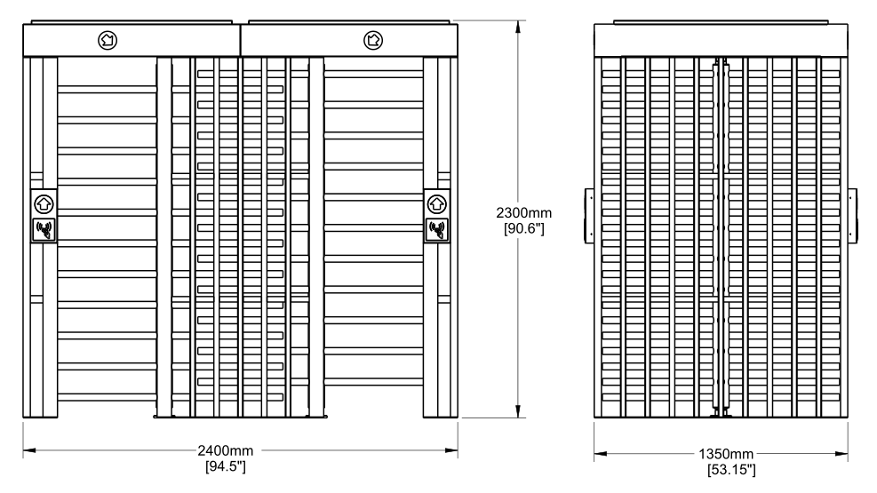 The Dimensions of Full Height Double Turnstile 