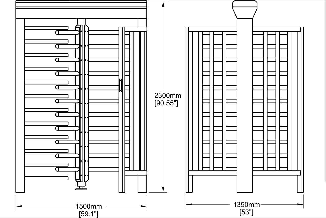 Single Lane Full Height Pedestrian Turnstile - Pedestrian Barrier Gate Turnstile