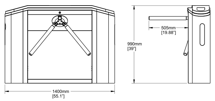 Tripod Barrier Turnstile Dimensions