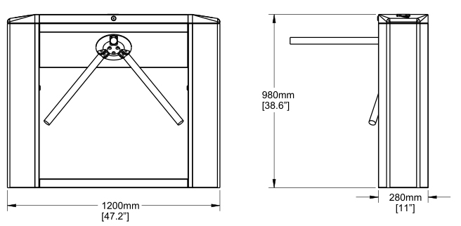 Electronics Tripod Turnstile Dimensions