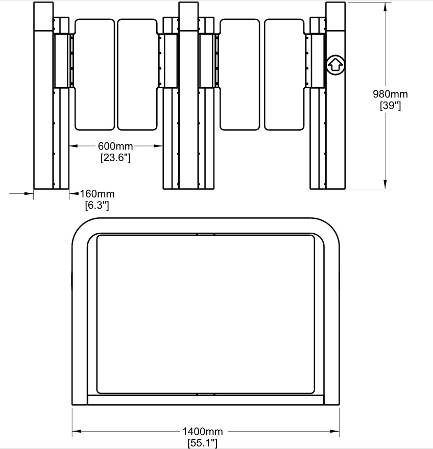 Automatic Speed Turnstile Gate Dimension