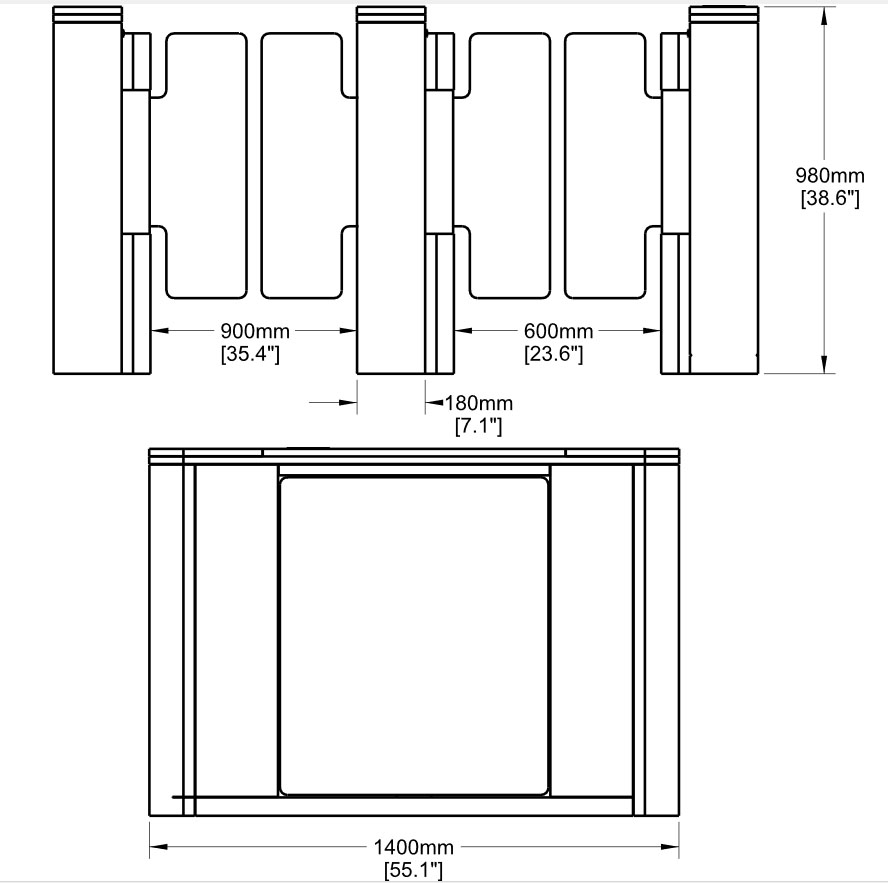 Speed Gate Security Turnstile Dimensions