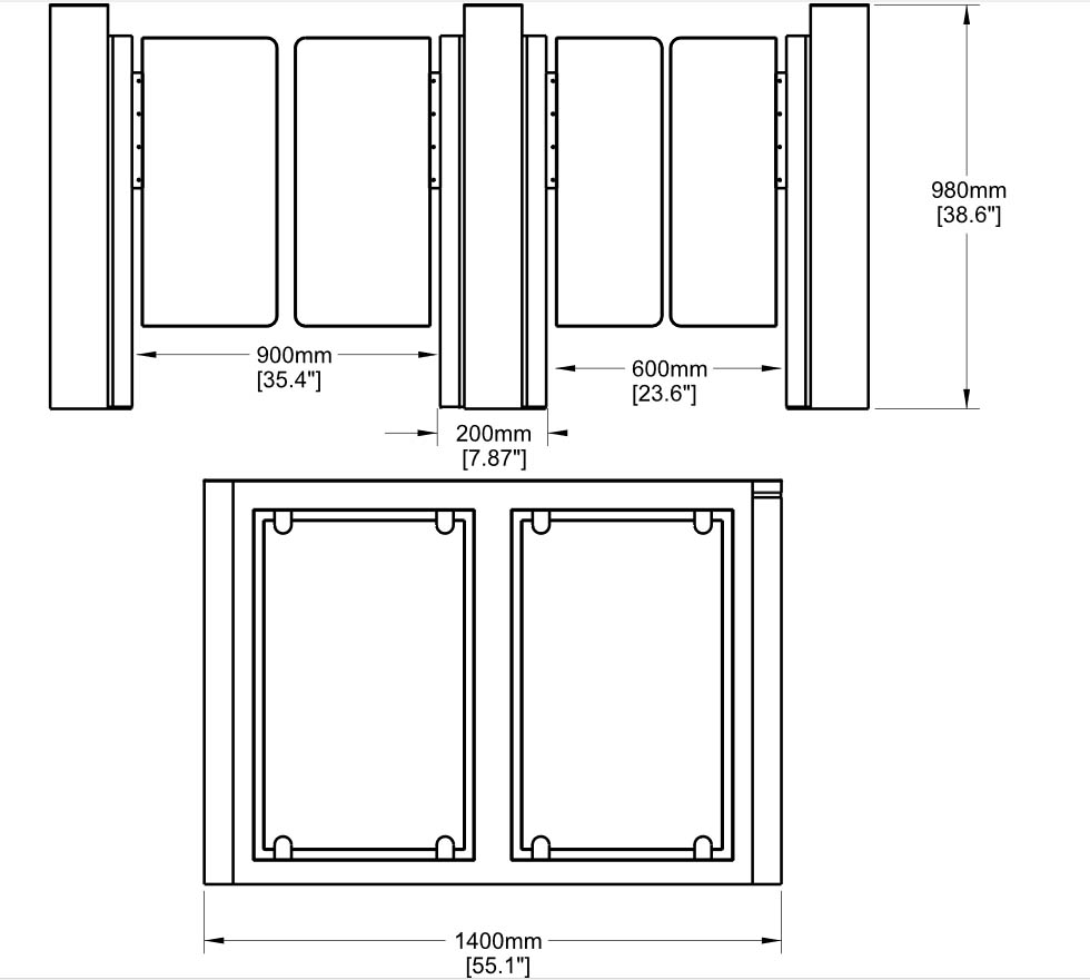 The Dimensions of Speed Gate Optical Turnstile 