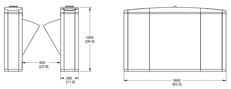 Flap Gate Optical Turnstile Dimensions