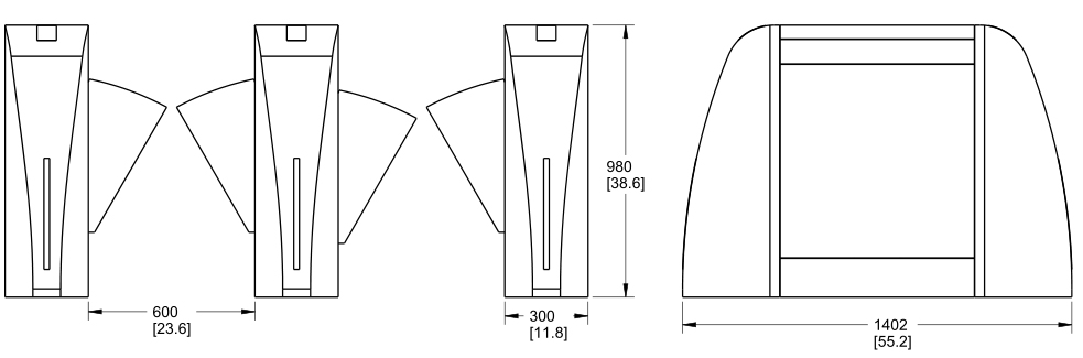 The Dimensions of Automatic Pedestrian Flap Barrier Gate 